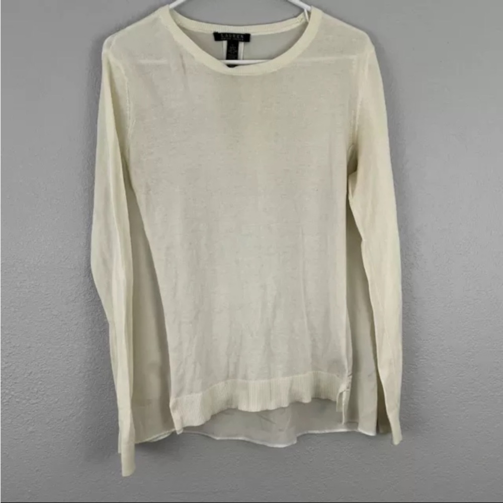 Lauren Ralph Lauren Multimedia Ivory Lonv Sleeve Sweater Size Large